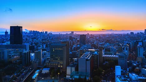 4-K,-Zeitraffer-Sonnenuntergang-in-Tokyo-City-in-japan