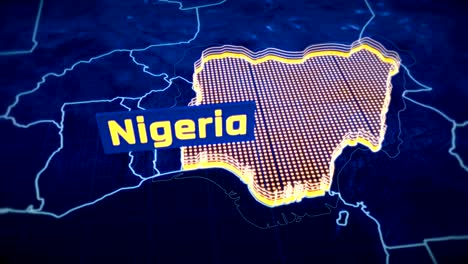 Nigeria-country-border-3D-visualization,-modern-map-outline,-travel