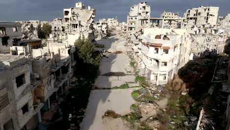 Aerial-in-the-street-of-Syria-under-a-cloudy-sky