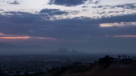 Centro-de-Los-Ángeles-horizonte-Sunrise-Timelapse