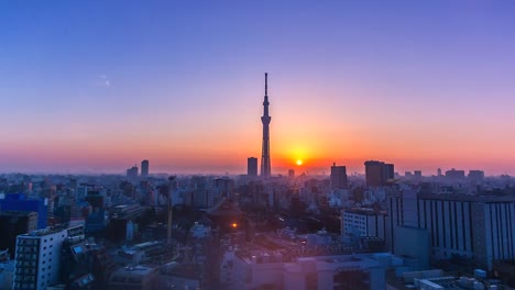 4-K.-Zeit-verfallen-Blick-schöne-Stadtbild-in-Tokyo-City-mit-Tokyo-Tower-in-japan