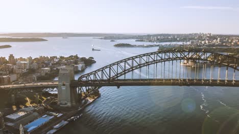 Hyperlapse-Drohne-Ablauf-der-Skyline-von-Sydney-bei-Sonnenaufgang.