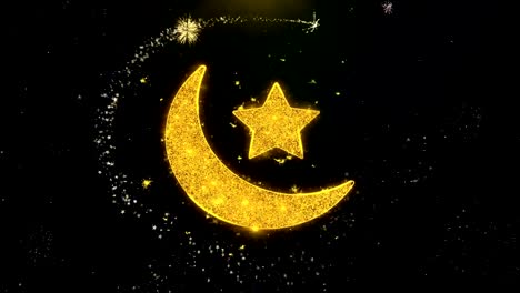 Eid-Islamic-Icon-on-Gold-Particles-Fireworks-Display.