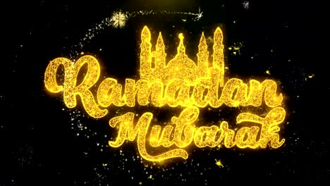 Ramadan-Mubarak-Text-Wish-On-Gold-Particles-Fireworks-Display.