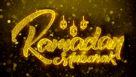 Ramadan-Mubarak-Wunschtext-auf-Golden-Glitter-Glanz-Partikel-Animation