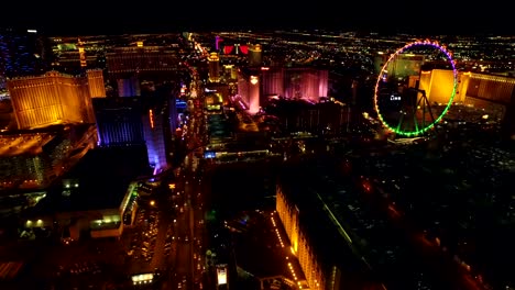 Vista-aérea-de-un-paisaje-de-la-ciudad-de-Las-Vegas-Strip,-noche