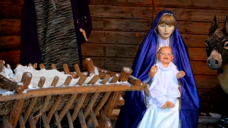 Christmas-installation-with-a-newborn-Jesus-Christ-Vilnius,-Lithuania