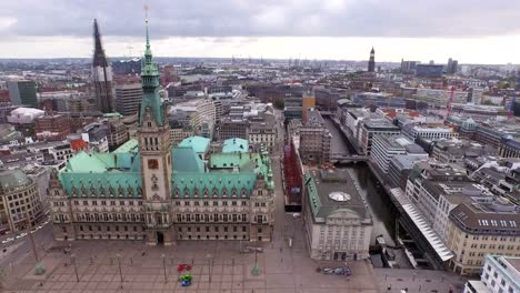 Aerial-view-of-Hamburg,-Germany-as-a-travel-destination