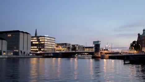 Time-lapse-of-Copenhagen-canal-and-bridge