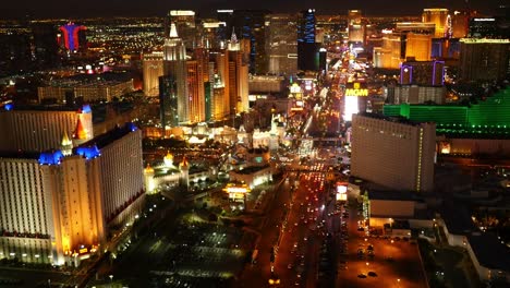 Las-Vegas,-Nevada-Luftaufnahme-des-Las-Vegas-Strip-bei-Nacht