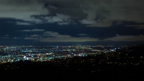 Hollywood,-Beverly-Hills-and-Hollywood-Hills-at-Night-Timelapse