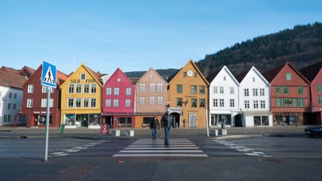 Zeit-verstrichen-von-Bryggen-Wharf-Hansestadt