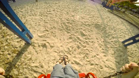 POV-footage-of-three-kids-playing-in-a-playground