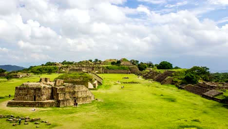 Monte-Alban,-Chiapas,-Mexico,-Zapotecs-Ancient-Mesoamerican-Pyramids,-Time-Lapse