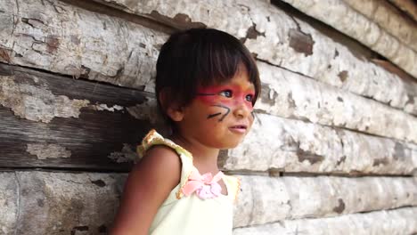 Cute-Native-Brazilian-Child-from-Tupi-Guarani-Tribe,-Brazil