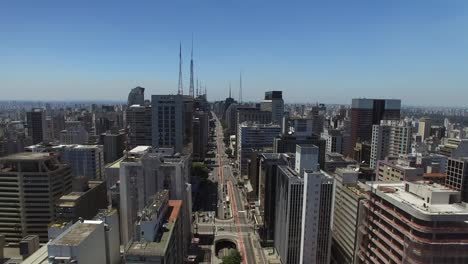 Vista-aérea-de-la-Avenida-Paulista,-Sao-Paulo,-Brasil