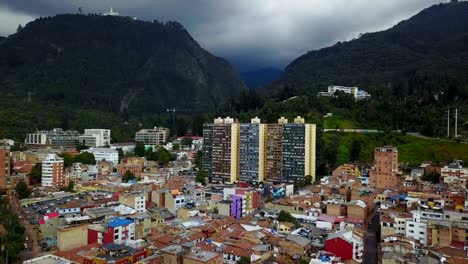 Aerial/Drone-view-of-Monserrate-in-Bogotá,-Colombia