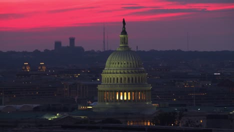 Aerial-view-of-US-Capitol-Dome-at-sunset.