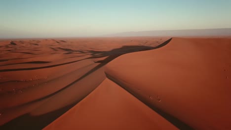 Aerial-of-sand-dunes-in-Sahara-desert-at-sunrise