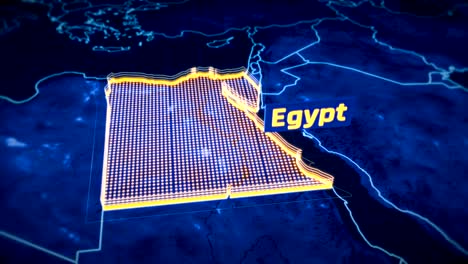 Ägypten-Land-Grenze-3D-Visualisierung,-moderne-Karte-Umriss,-Reisen