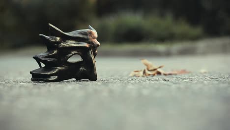 Carnaval-Mask-Autumn-leafs-Moscow-street-hd-footage-evening