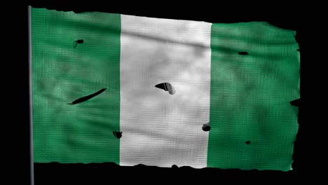 Ragged-Nigerian-flag-is-waving-in-the-wind-with-alpha-channel