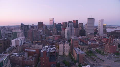 Aerial-view-of-Boston-at-sunset.