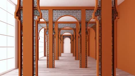 Moroccan-interior-space-with-Arabic-laser-cut-patterns.-3d-rendering