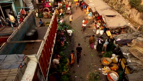 Straße-Szene-in-Kolkata-(Kalkutta),-Indien:--Flower-Market