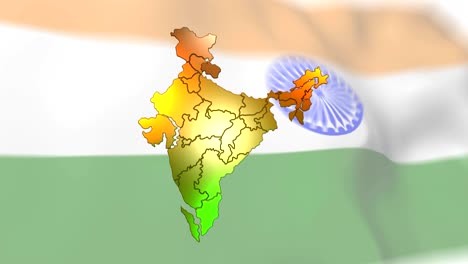 Flagge-und-Karte-von-Indien