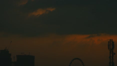 Time-lapse-shot-of-under-construction-buildings-at-sunrise,-Delhi,-India