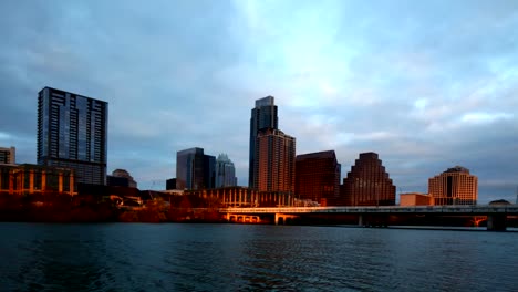 Zeitraffer-Sonnenuntergang-auf-die-skyline-von-Austin