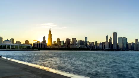 Schöner-Sonnenuntergang-Ortszeit-Chicago-hinfällig,-4-K-1080p