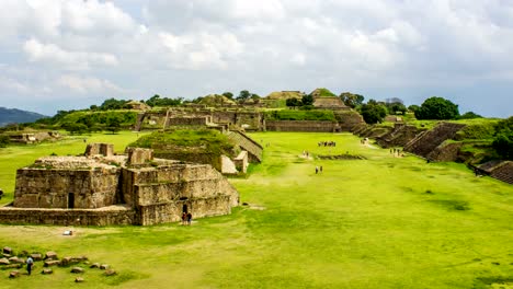 Monte-Alban,-Chiapas,-Mexico,-Zapotecs-Ancient-Mesoamerican-Pyramids,-Time-Lapse