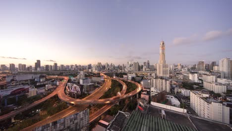 4-k-Zeitraffer,-Sonnenaufgang-im-Express-Way,-Bangkok,-Thailand