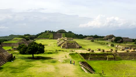 Monte-Alban,-Chiapas,-Mexiko,-Zapoteken-alten-mittelamerikanischen-Pyramiden,-Zeitraffer