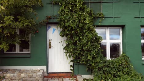 La-pared-exterior-de-una-casa-cubierta-de-hiedra-verde