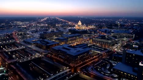 Horizonte-de-Saint-Paul,-MN-al-atardecer