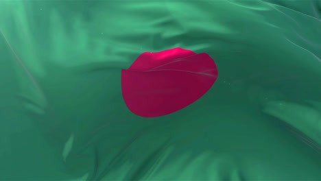 Bandera-de-Bangladesh-en-cámara-lenta-clásica-bandera-lisa-soplando-en-el-viento-en-un-día-ventoso-levantamiento-lazo-transparente-continuo-fondo-de-sol-4k