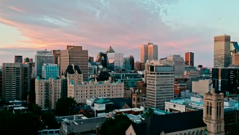 areal-drone-footage-of-montreal-canada-at-sunset