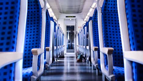 German-Regional-Train-Interior-Empty-Carriage-Sunlight-Movement