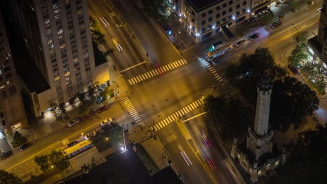 Chicago-Verkehr-Kreuzung-Antenne-Nacht-Zeitraffer