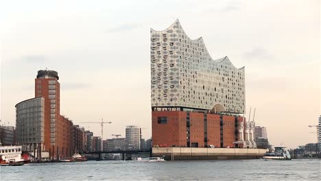 Elbphilharmonie-in-hamburg,-germany-filmed-from-a-boat-on-elbe-river-2016