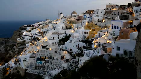 Morgen-Zeitraffer-der-Stadt-Oia,-Santorin,-Griechenland