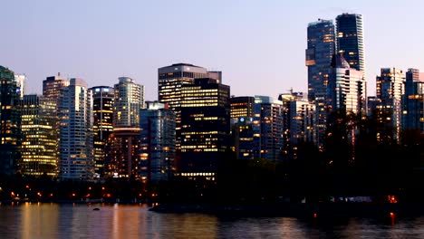 Timelapse-de-día-a-noche-de-Vancouver,-Columbia-Británica