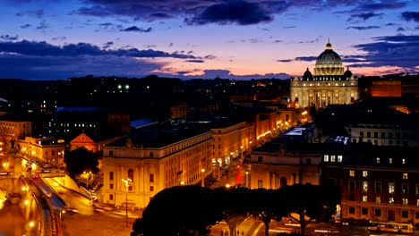 SSt.-Peter's-Basilica,-Vatican.-Rome,-Italy.-Time-lapse