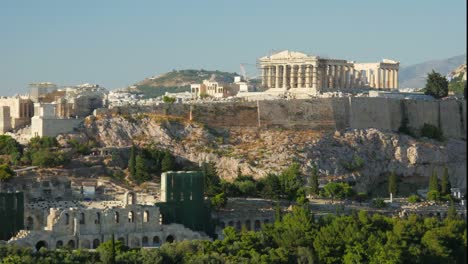 Timelapse-Blick-auf-die-Akropolis-in-Athen,-Griechenland