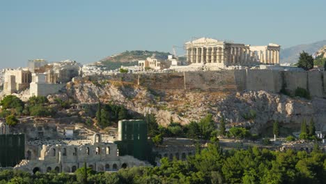 Timelapse-Blick-auf-die-Akropolis-in-Athen,-Griechenland