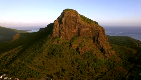 Le-Morne-Brabant-mountain-in-Mauritius,-aerial-view