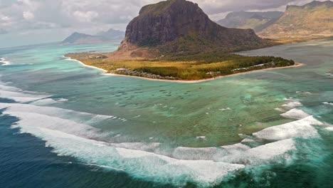 Aerial-view-on-volcanic-tropical-island